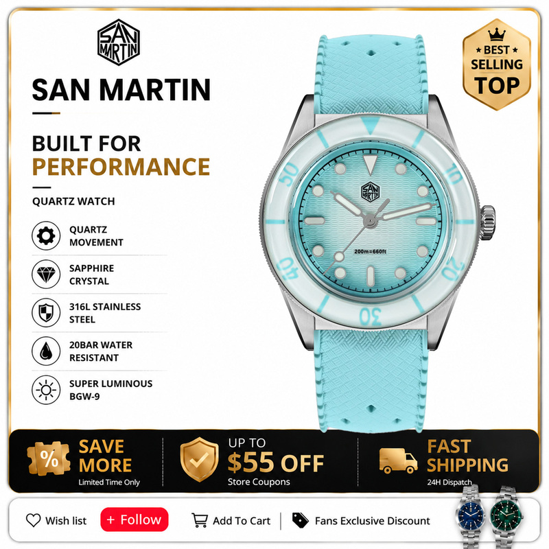 Guilloché Dial Watch - San Martin Yeni Model 32.5mm Kadın