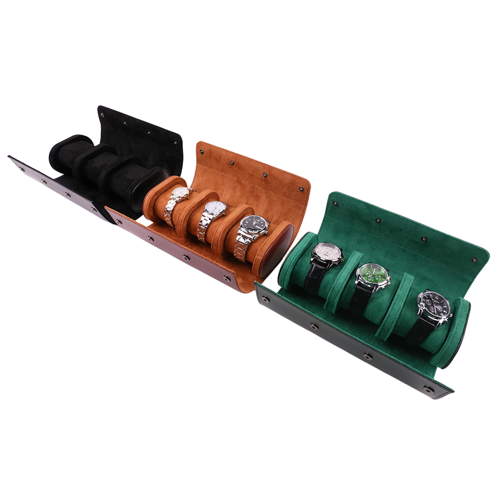 Luxury Watch Packaging Box - Lüks Taşınabilir 3 Bölmeli PU Deri