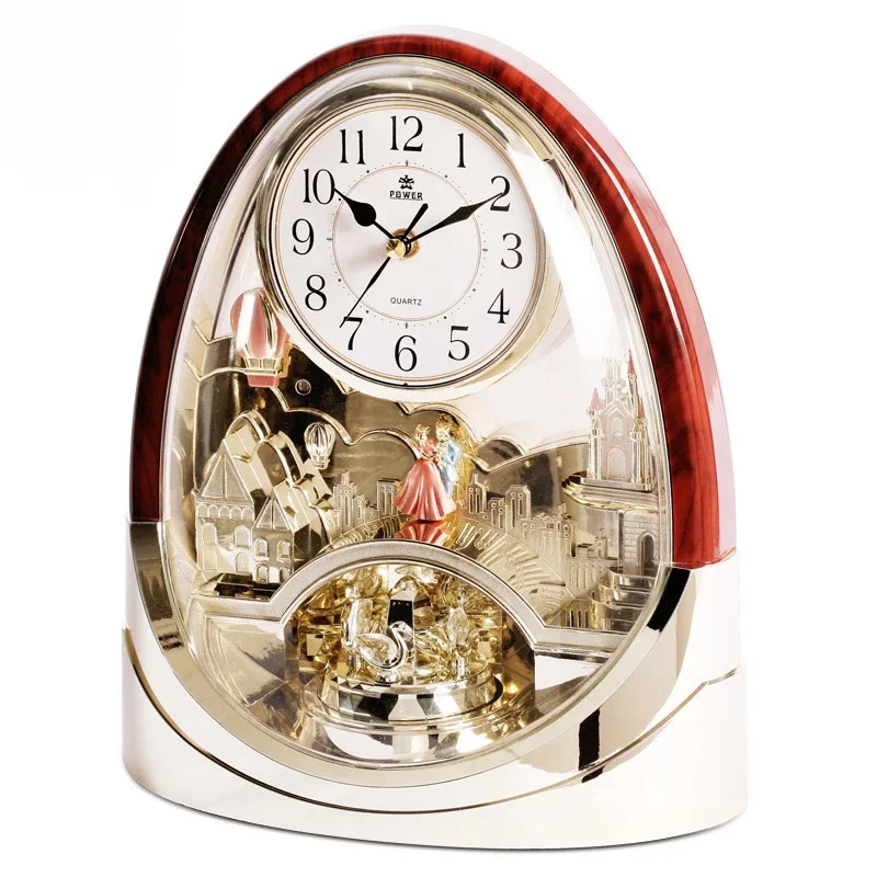 Table Watch Luxury - Masa Saati Vintage Ahşap Salıncaklı Müzikli